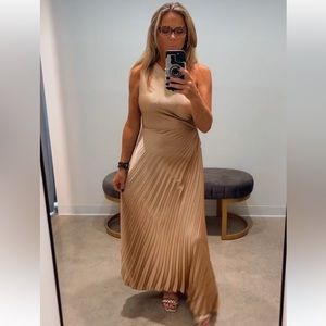 One shoulder, pleated long, formal dress